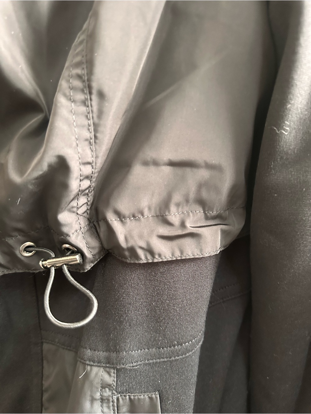 Alison Sheri - Black Utility Drawstring Jacket with Ruffle Hem - Picture 3 of 9